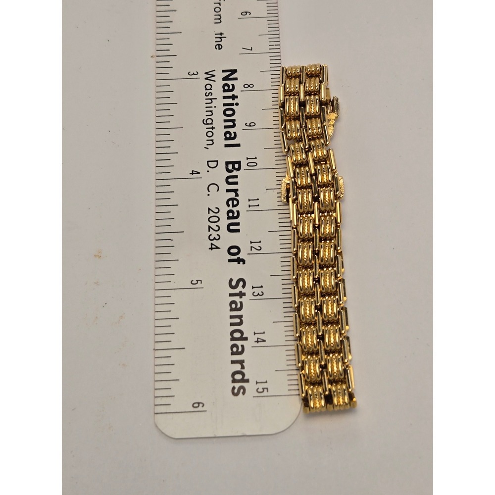 Avon brick Link Bracelet 7.25in Gold Tone Excellent Triple Row Beaded Vintage